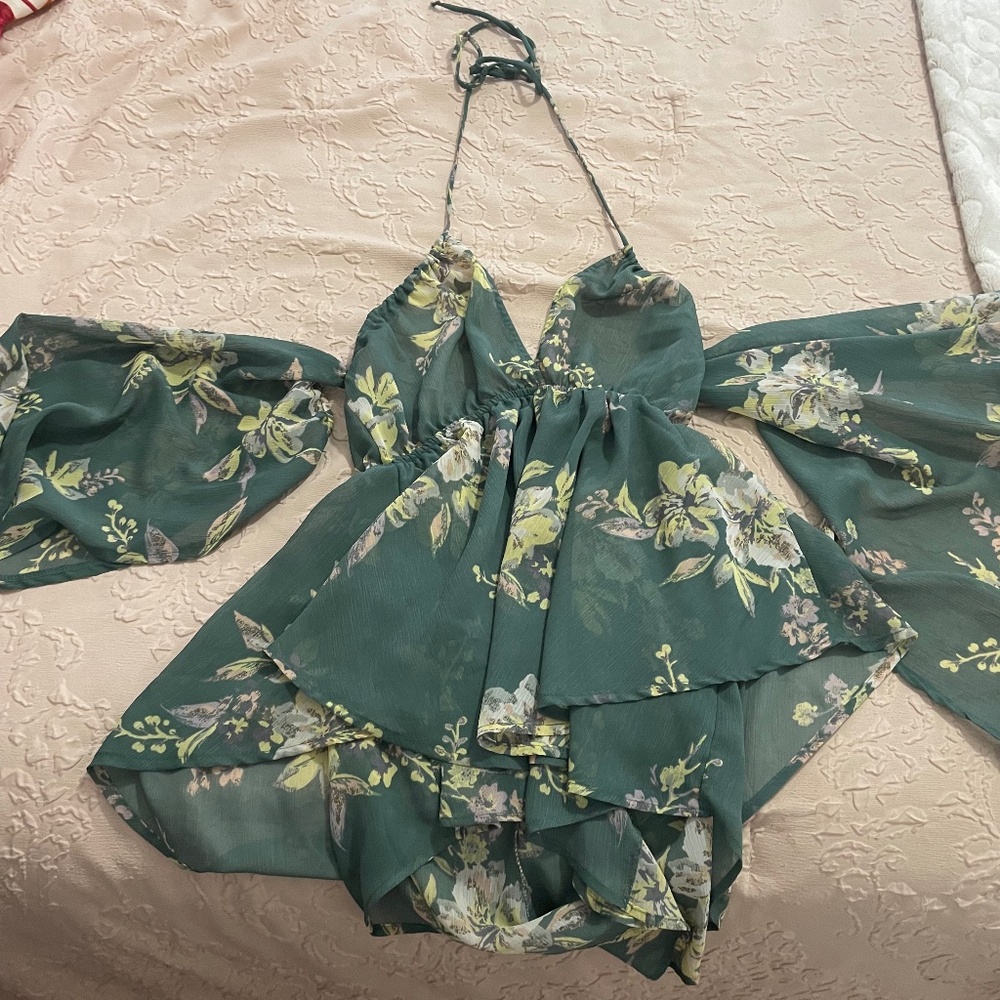 GeeGee green floral romper